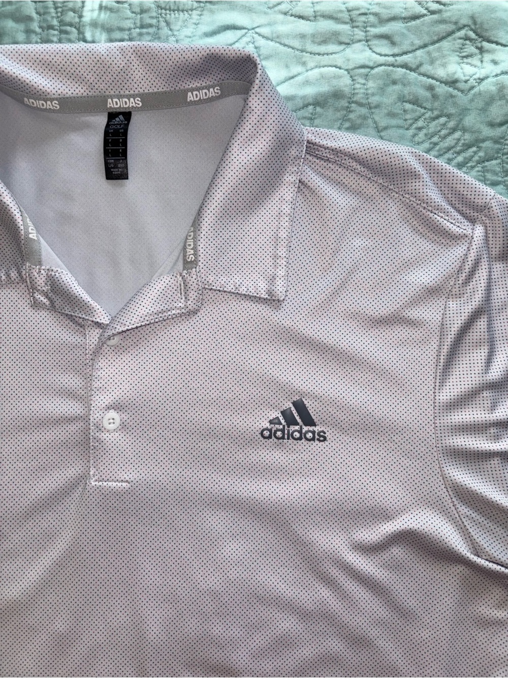 Adidas Men’s Light Red Blue Dotted Polo Golf Shirt